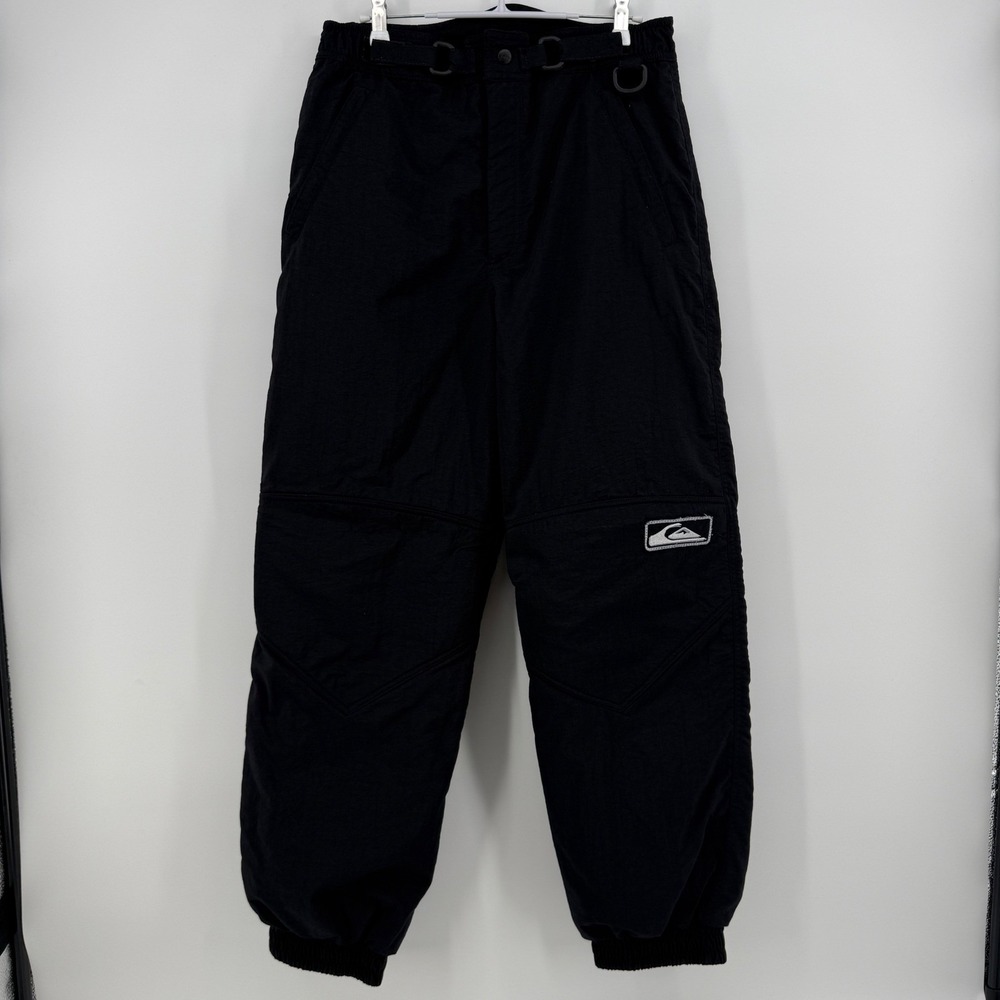 Vintage Quiksilver Ski USA Snow Pants Mens Medium Black Nylon Insulated 90s USA